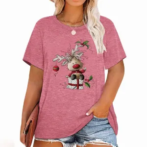 1 - WC - Women's Holiday Tee: "Merry and Bright" Santa design, casual oversized fit