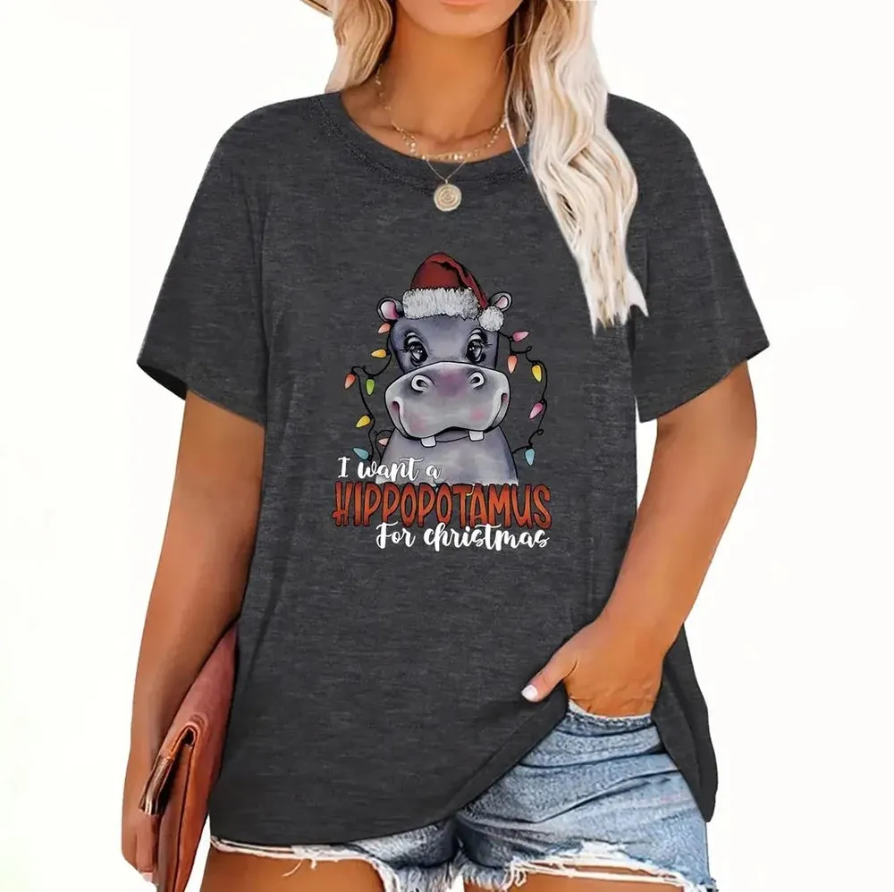 1 - WC - Women's Holiday Tee: "Merry and Bright" Santa design, casual oversized fit