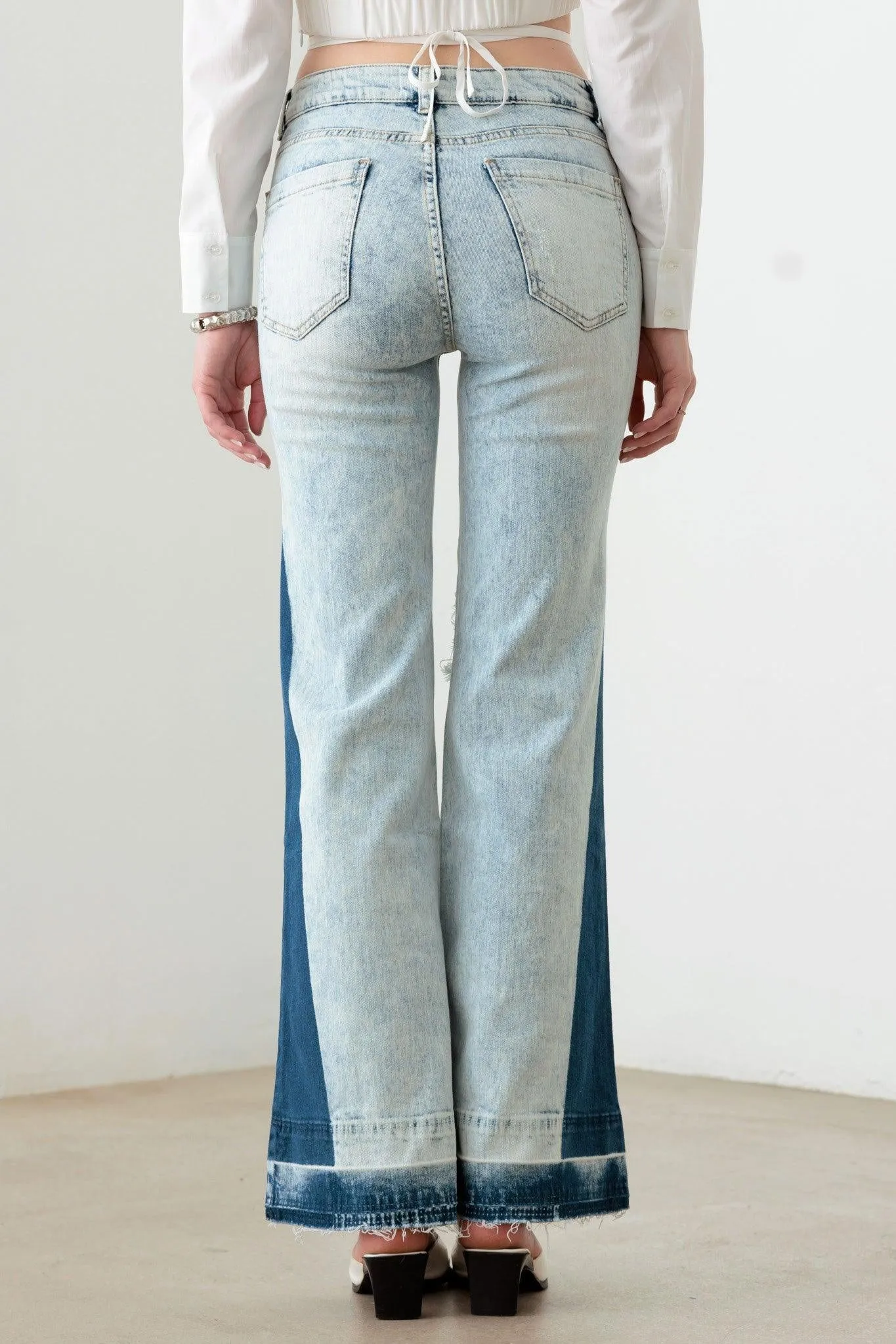 Acid Wash Flare Denim Jeans