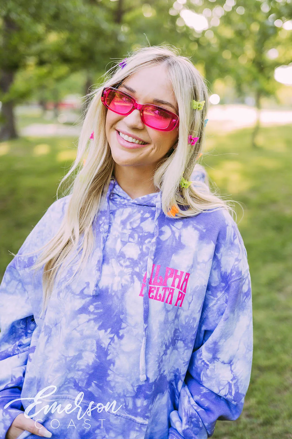 Alpha Delta Pi PR Purple Tie Dye Hoodie