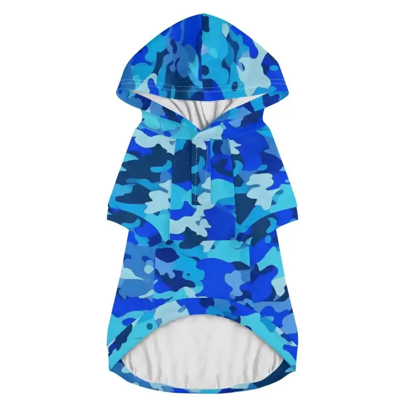 Blue Camo Dog Hoodie for Trendy Pets with Stylish Camouflage Design