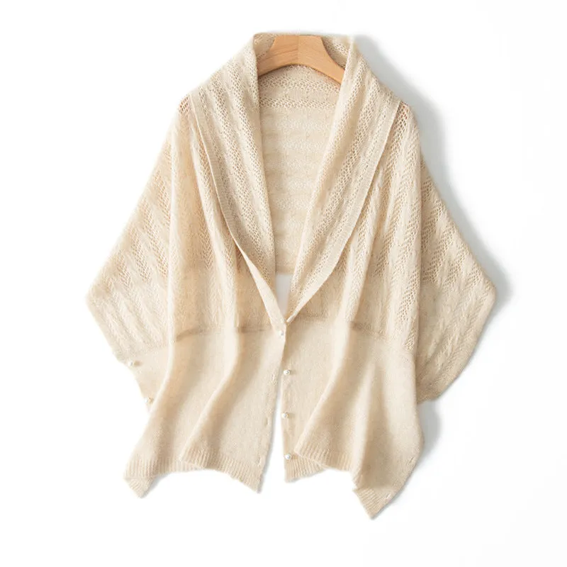 Cashmere Shawl Oversize Long Cashmere Scarf for Women with Pearl