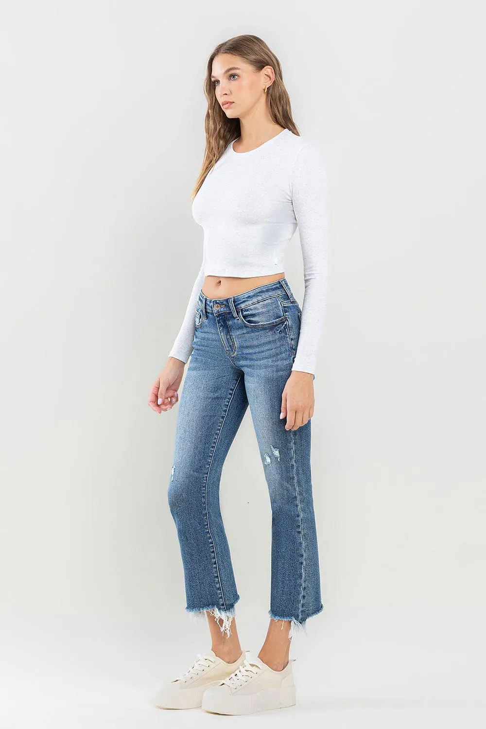 Clara - Mid Rise Frayed Hem Jeans - Lovervet - Exclusively Online