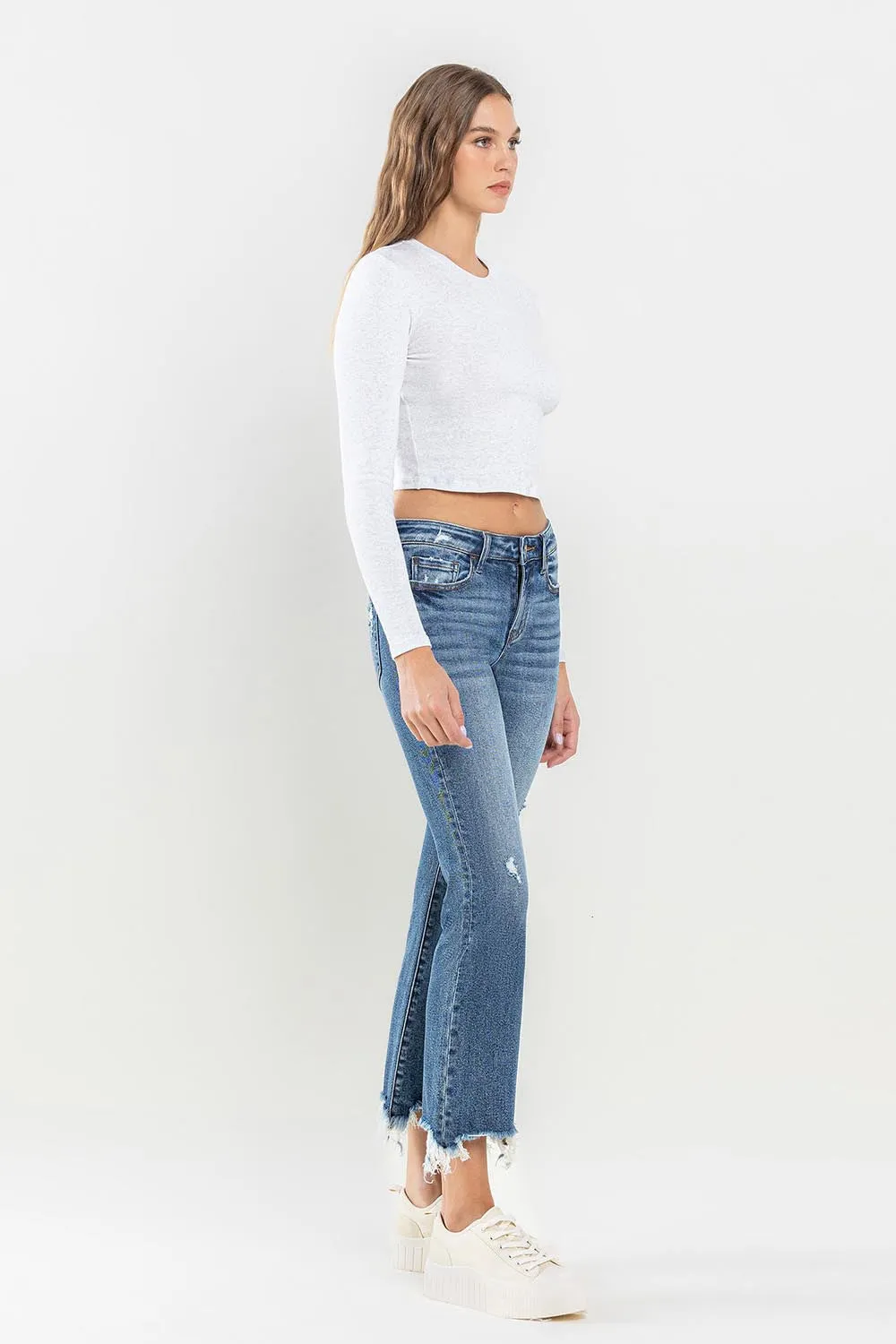 Clara - Mid Rise Frayed Hem Jeans - Lovervet - Exclusively Online