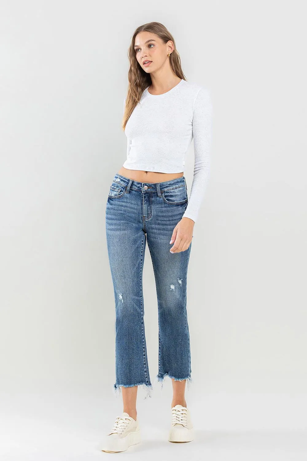 Clara - Mid Rise Frayed Hem Jeans - Lovervet - Exclusively Online