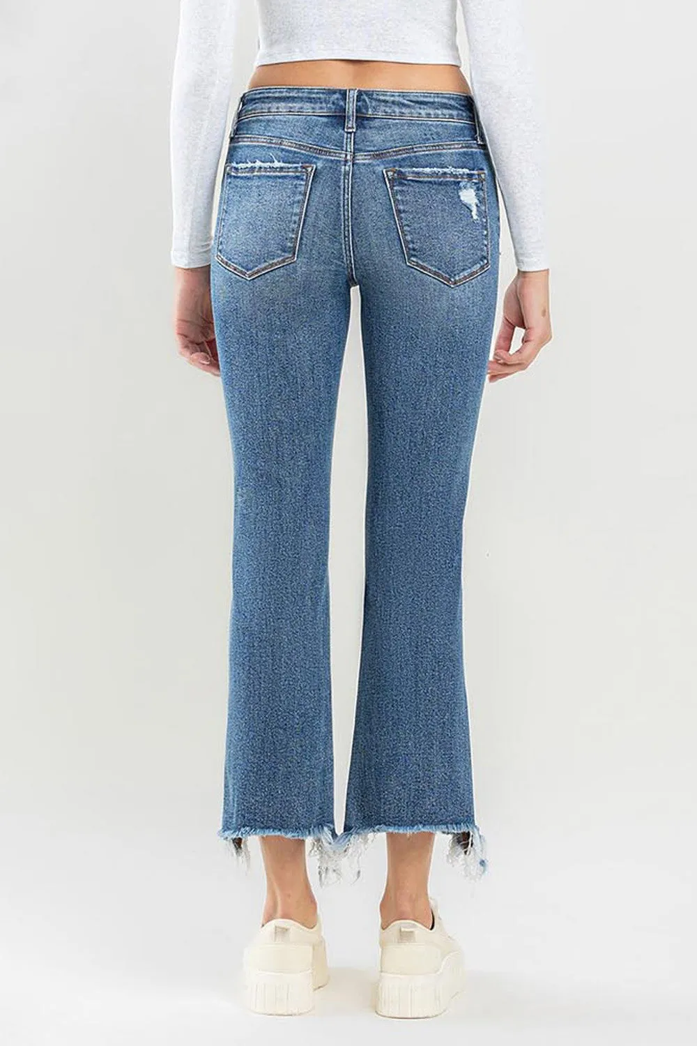 Clara - Mid Rise Frayed Hem Jeans - Lovervet - Exclusively Online