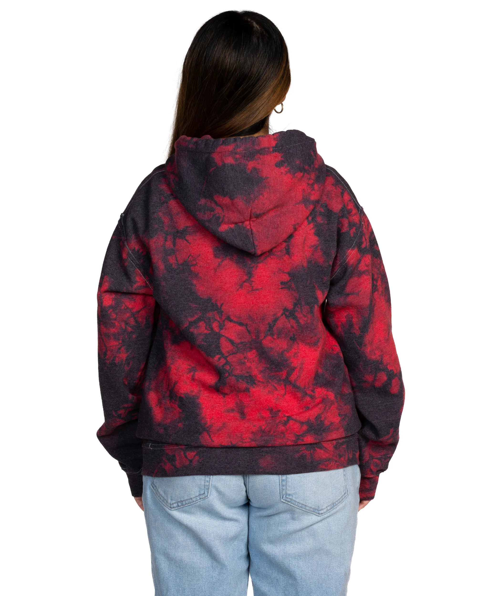 Crystal Dye Essential Fleece Hoodie - Black/Red