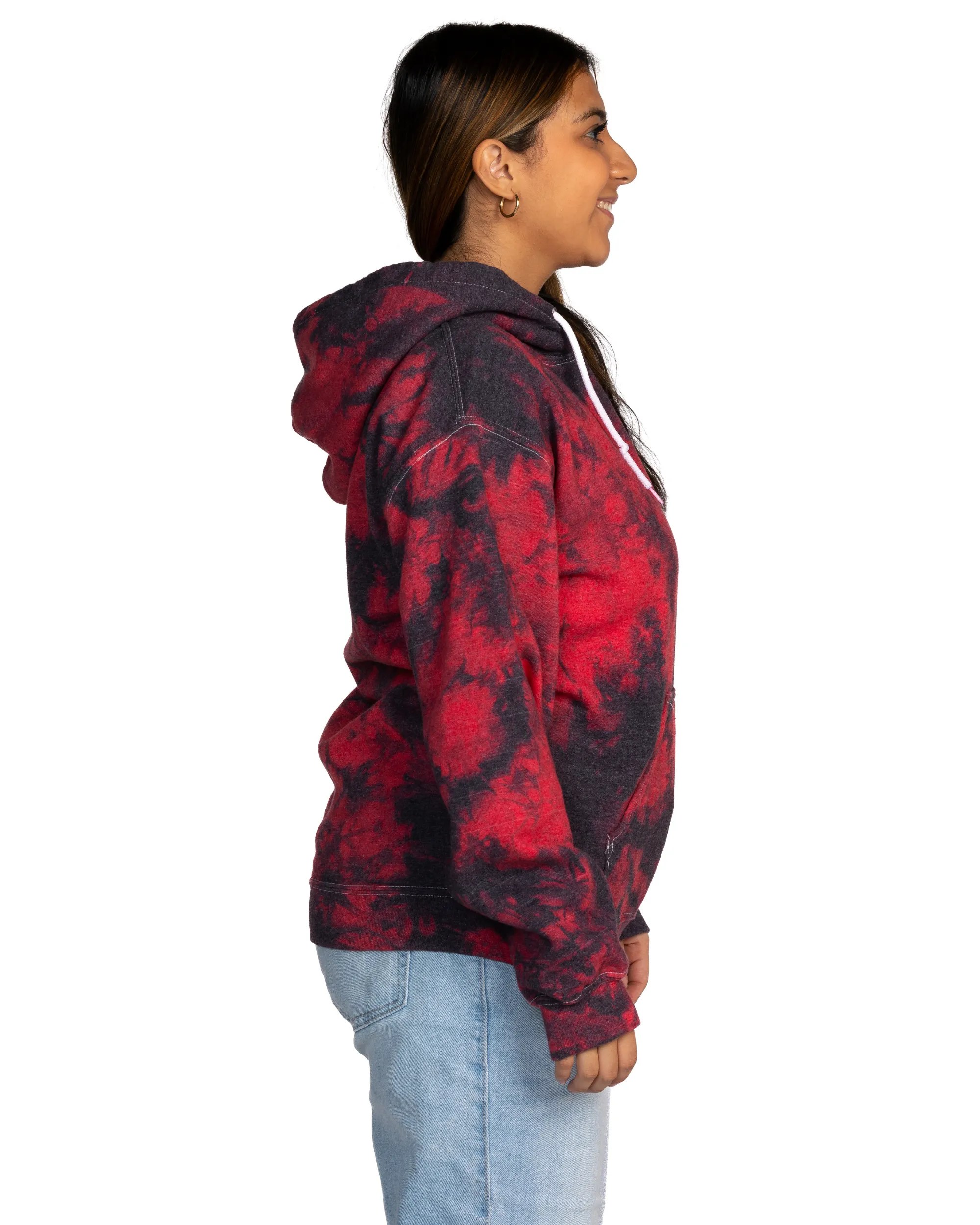 Crystal Dye Essential Fleece Hoodie - Black/Red