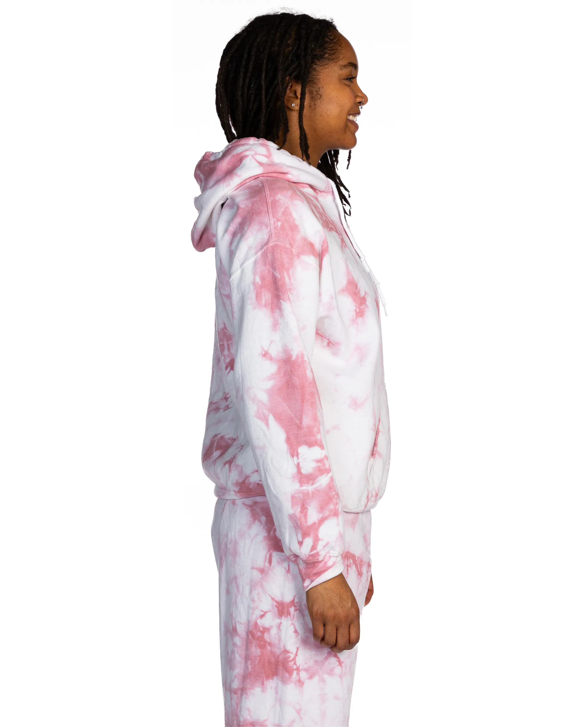 Crystal Dye Essential Fleece Hoodie - Rose