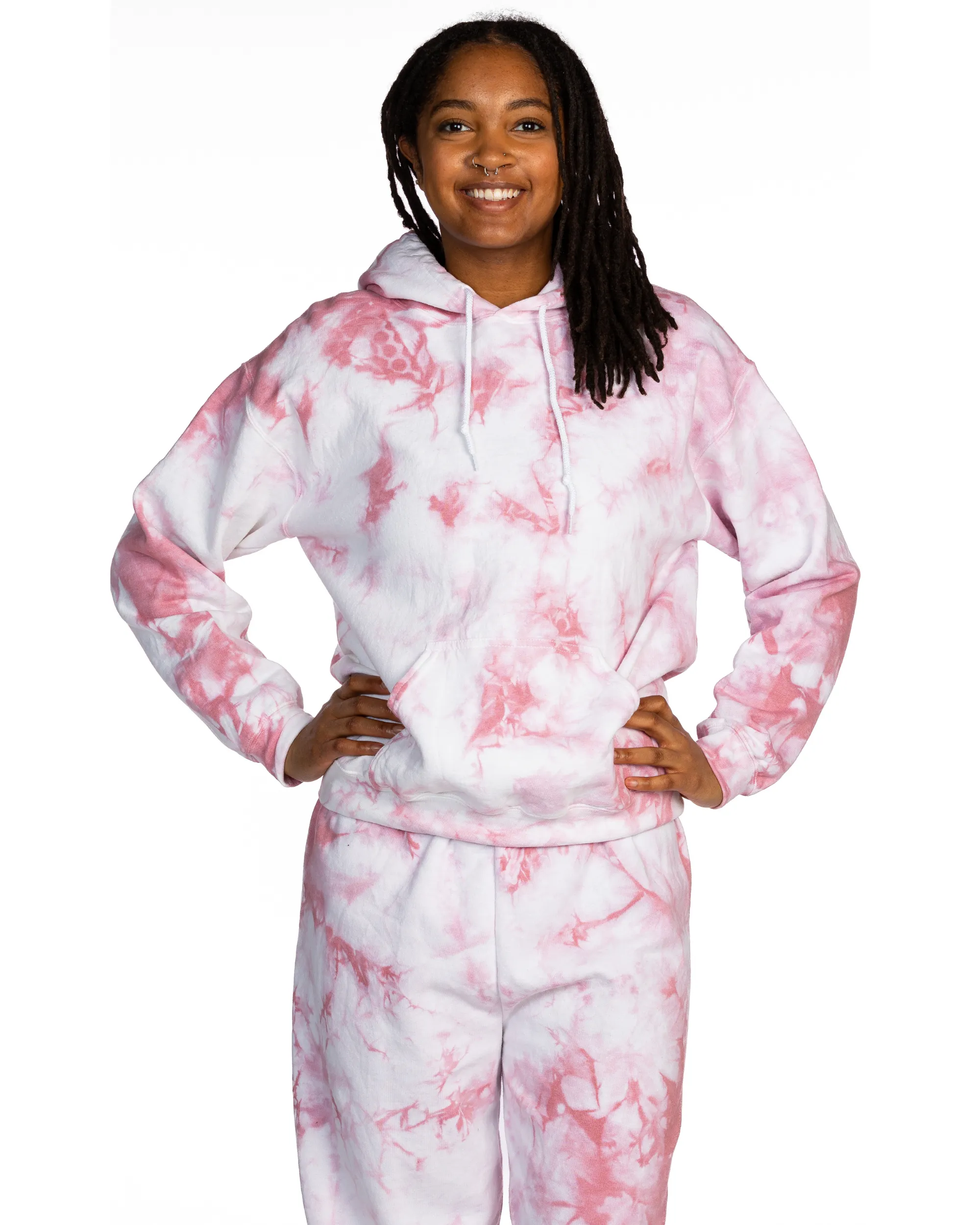 Crystal Dye Essential Fleece Hoodie - Rose