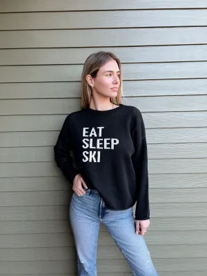 Eat Sleep Ski Box Sweater - Black/Natural