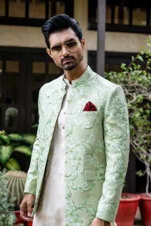 ER 2077 Pastel Lime Green Prince Coat For Men