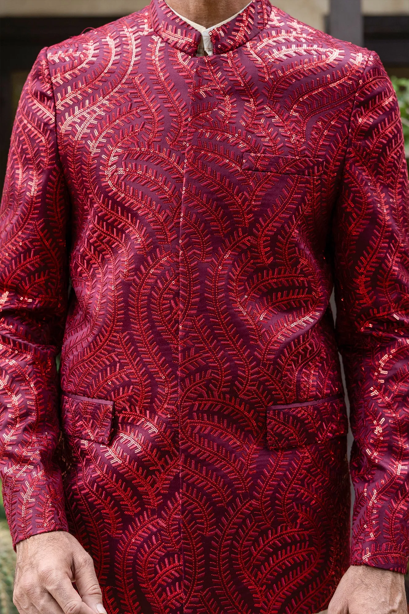 ER 2092 Maroon Groom Prince COat wedding