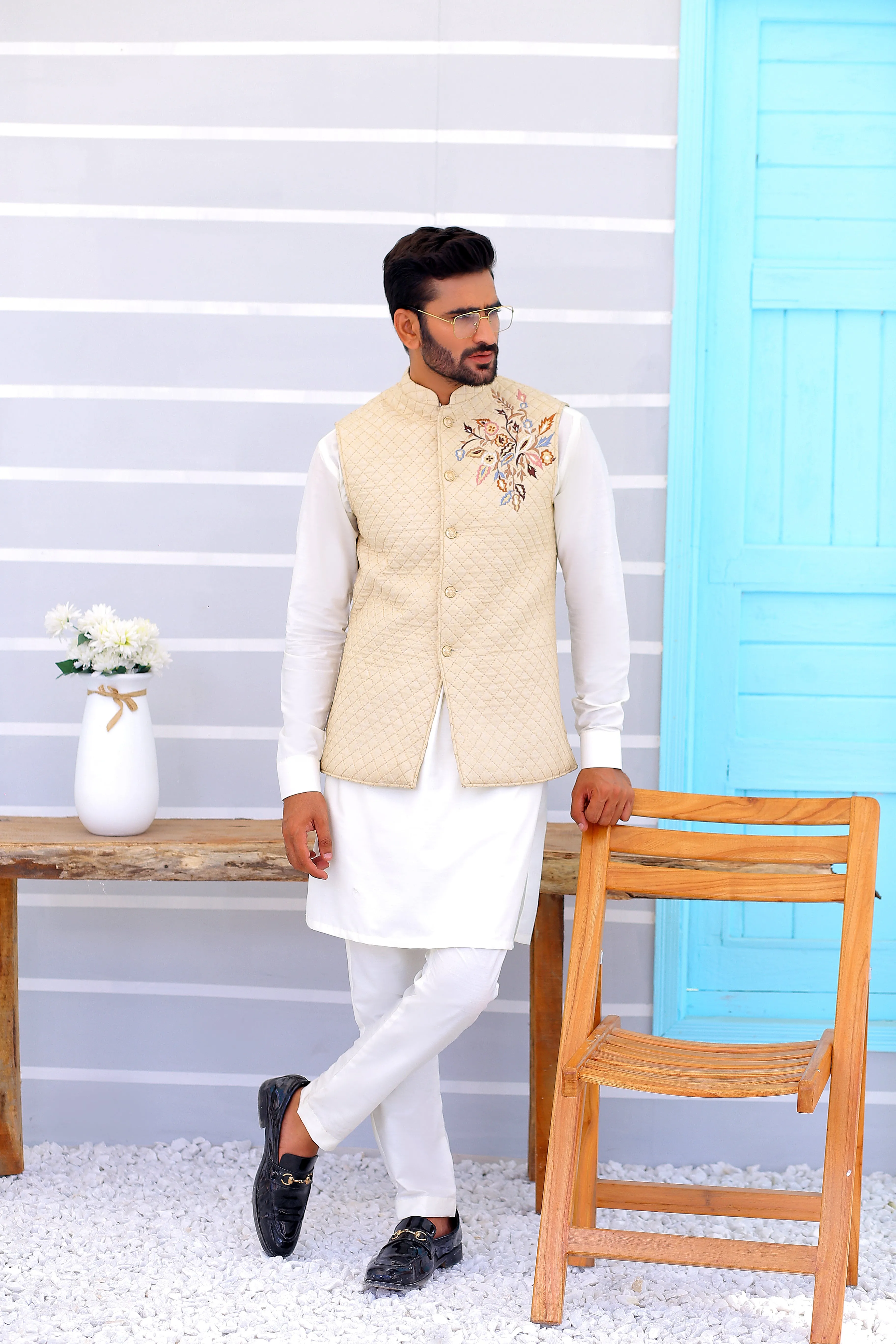 ER WC 1087 Beige Blended Waistcoat