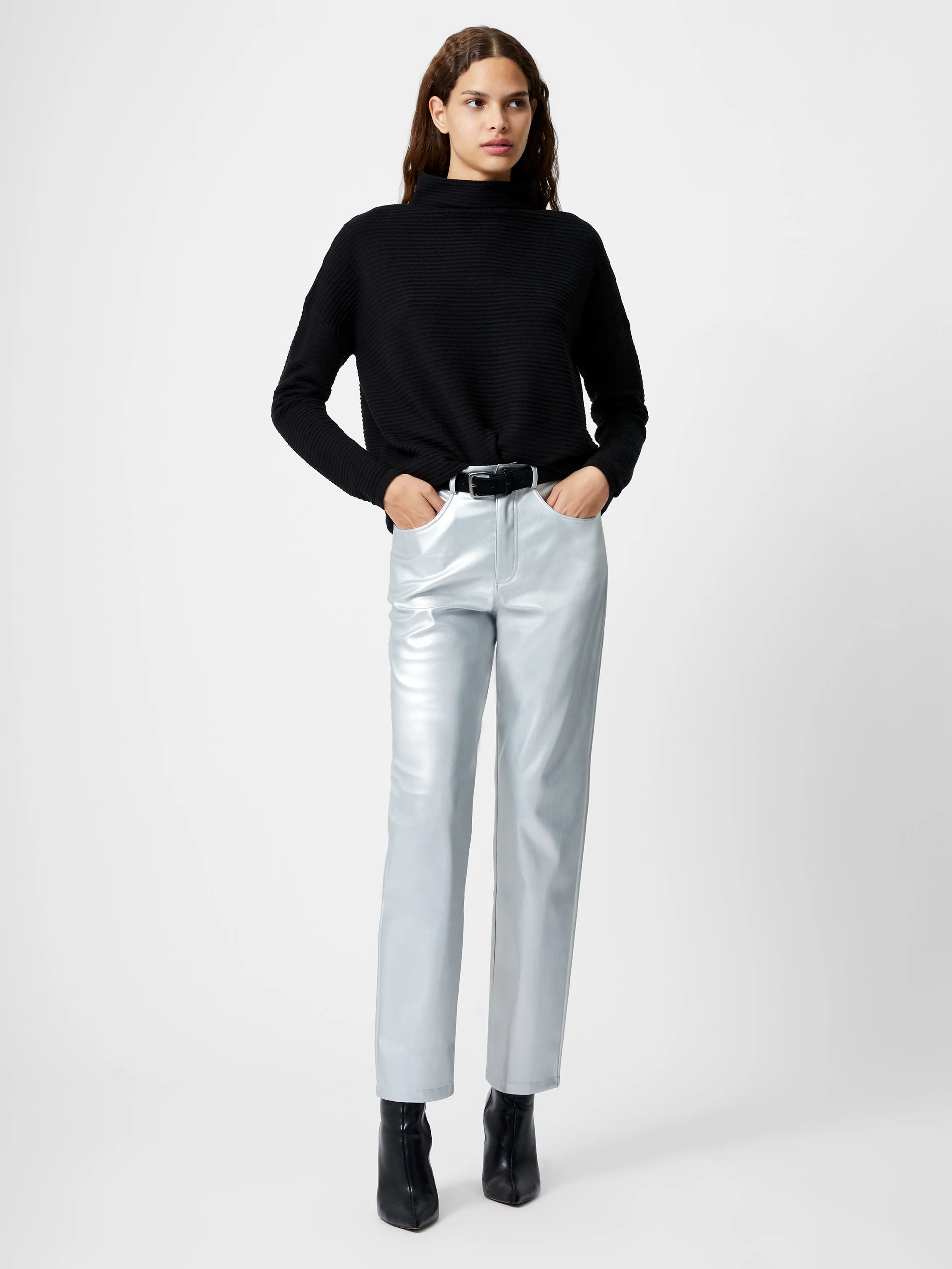 Faux Leather Regular Fit Jeans