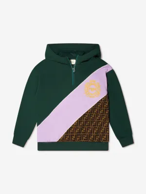 Fendi Kids Half Zip Emblem Logo Hoodie