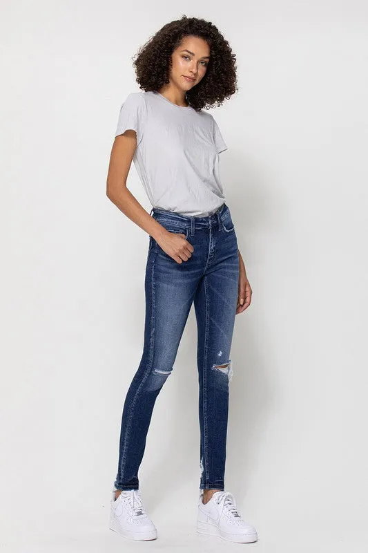 Flying Monkey Mid Rise Ankle Skinny W/Distressed Hem *Online Only*