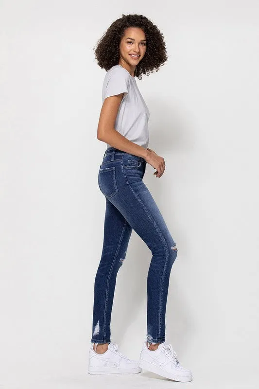 Flying Monkey Mid Rise Ankle Skinny W/Distressed Hem *Online Only*