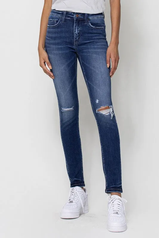 Flying Monkey Mid Rise Ankle Skinny W/Distressed Hem *Online Only*