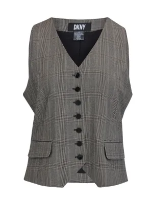 Glen Plaid Button Vest