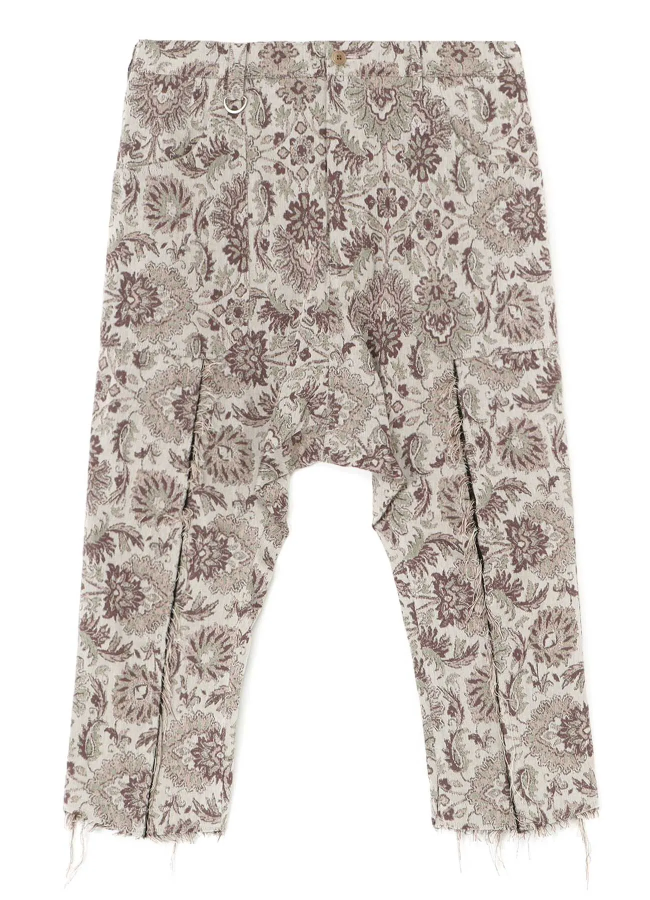 GOBELIN-STYLE JACQUARD GRAFTED SAROUEL PANTS WITH CUT-OFF HEM