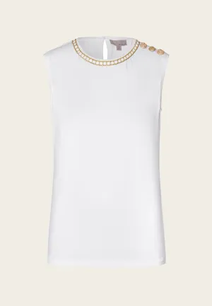 Gold Embellished Cotton Vest