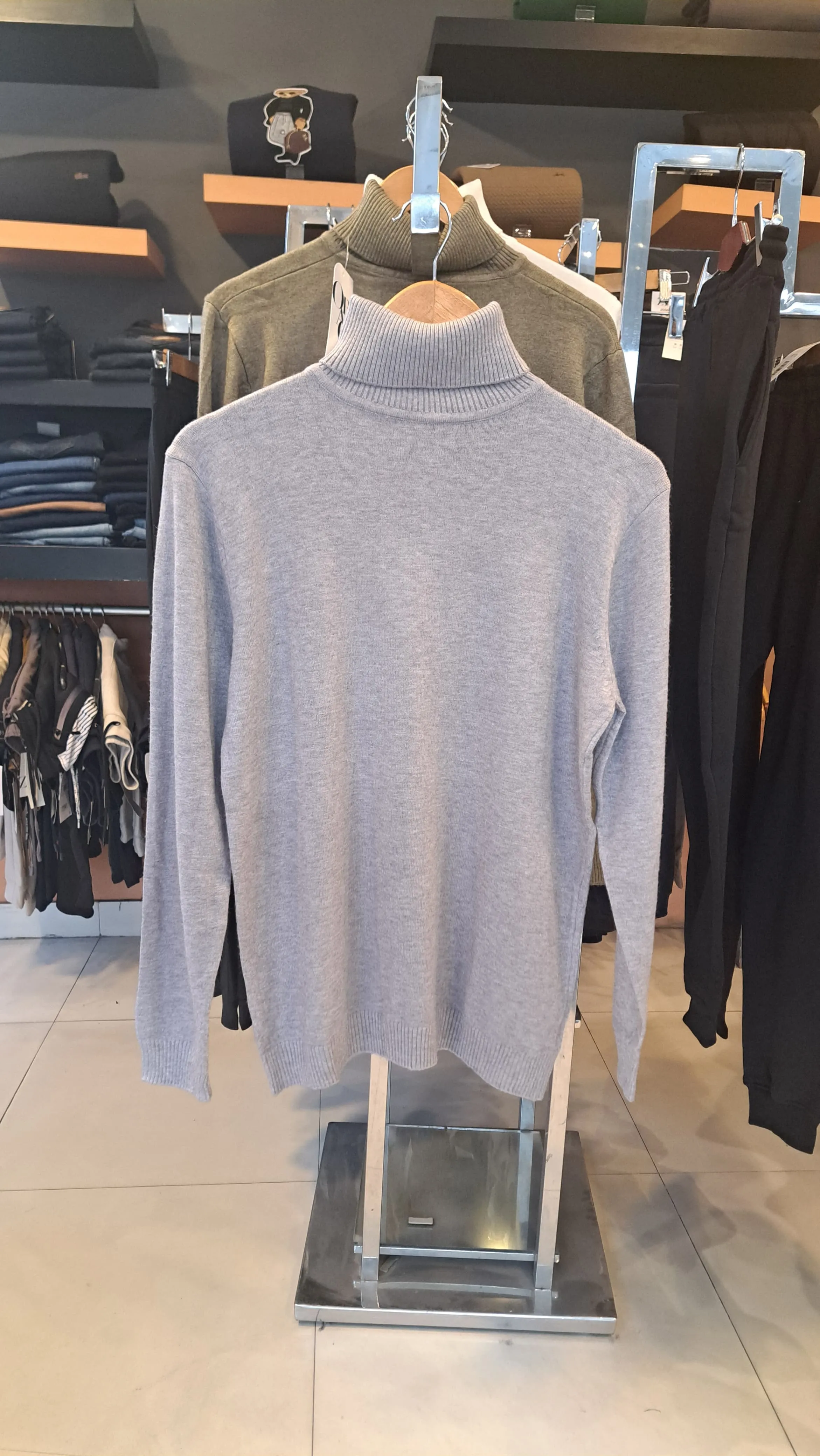 Grey Turtle Neck Sweaters (High Neck)