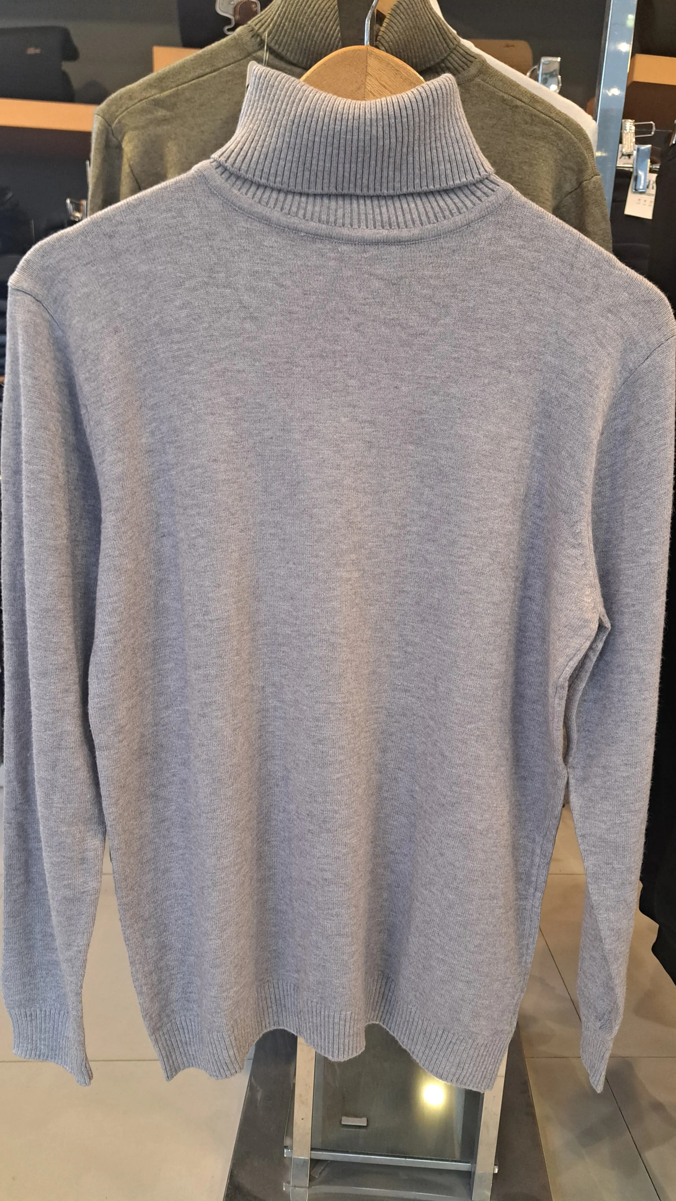 Grey Turtle Neck Sweaters (High Neck)