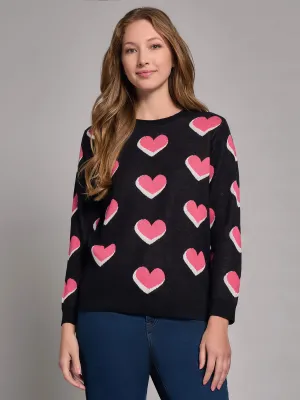 Heart Print Crew Neck Sweater