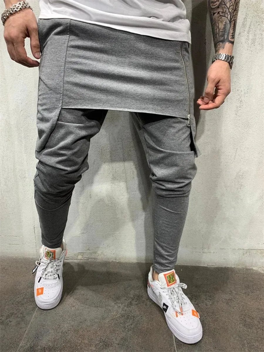 Hip Hop Trend Men's Trousers Slim Fit Streetwear Zipper Joggers