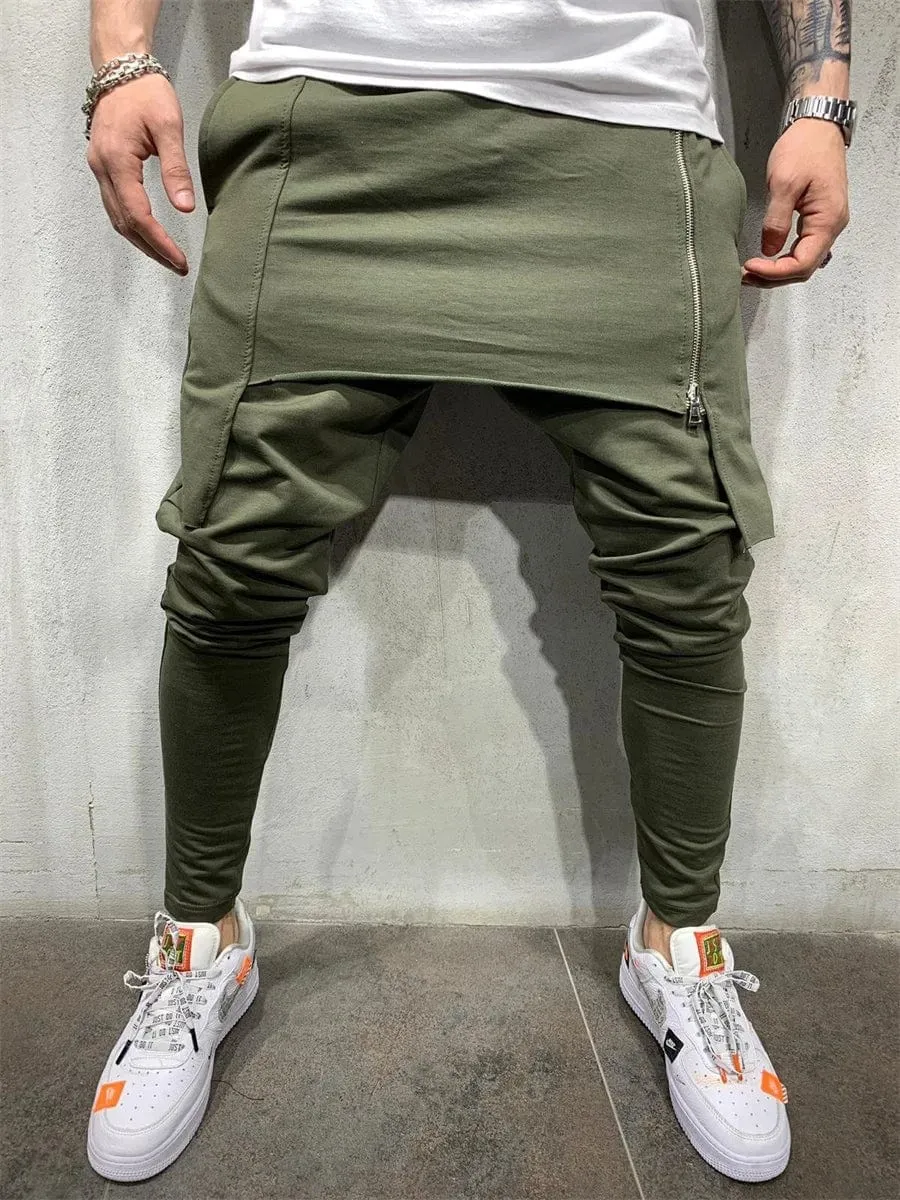 Hip Hop Trend Men's Trousers Slim Fit Streetwear Zipper Joggers