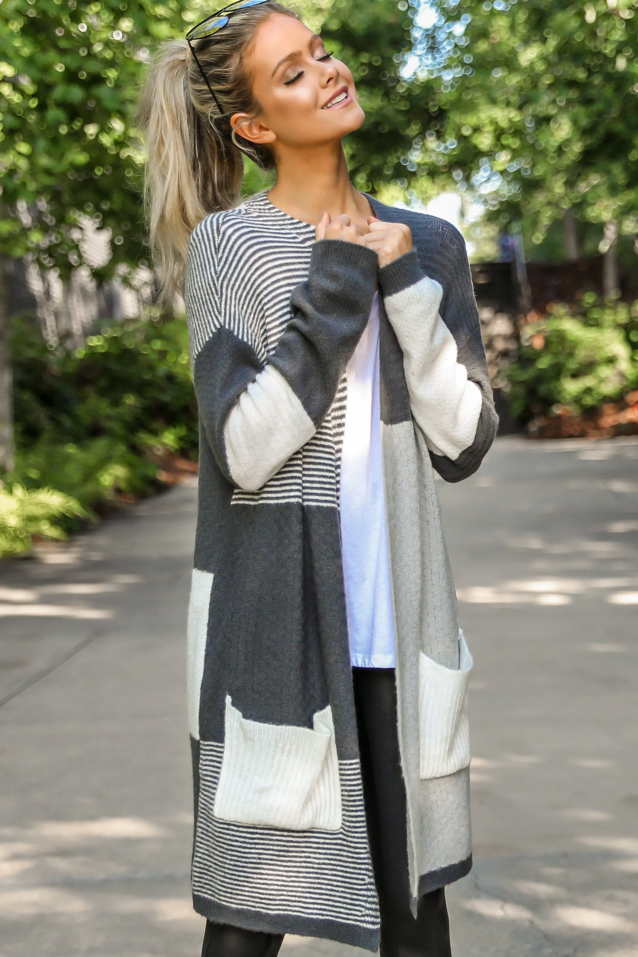 In Your Comfort Zone Grey Multi Cardigan