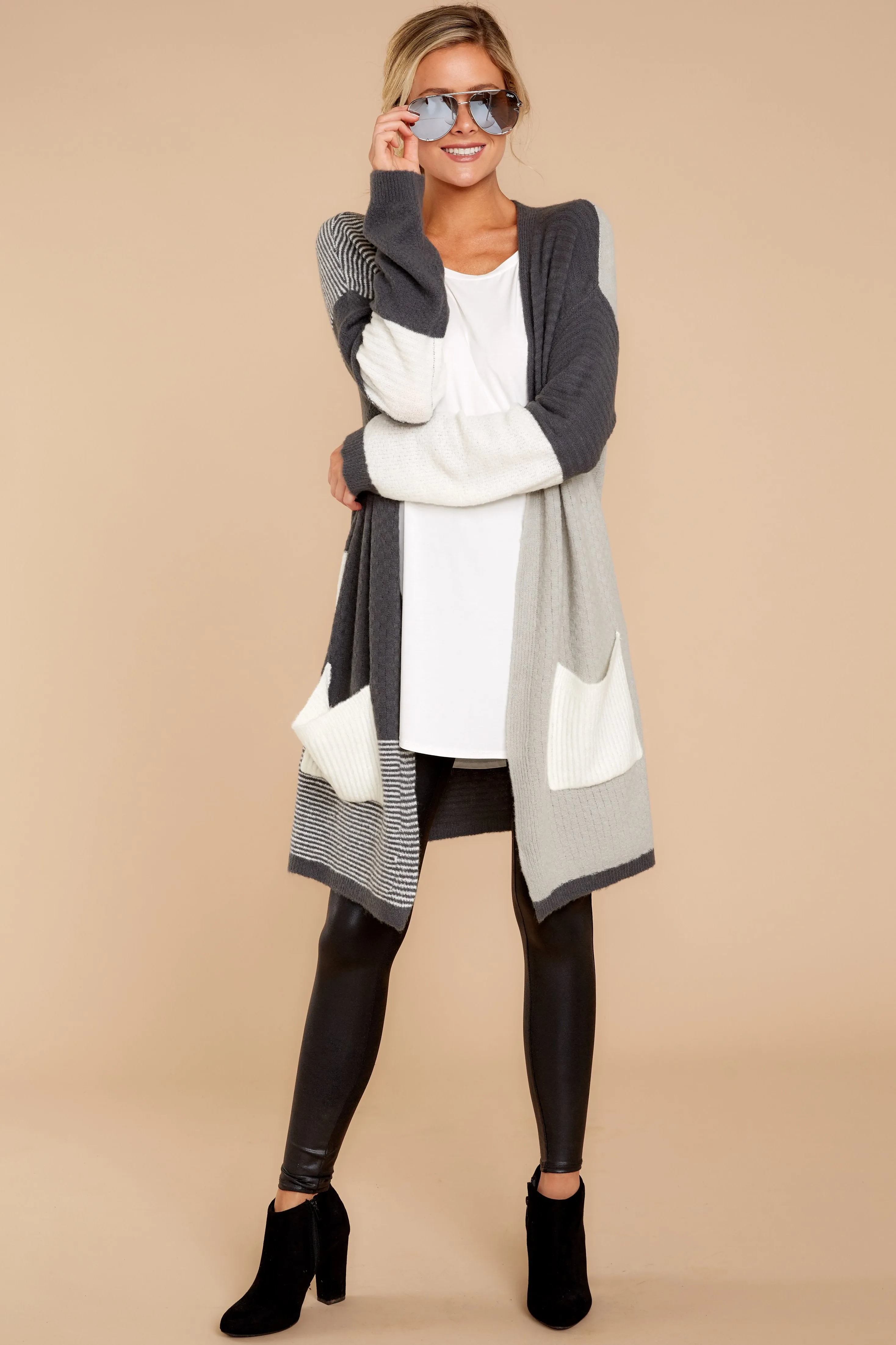 In Your Comfort Zone Grey Multi Cardigan