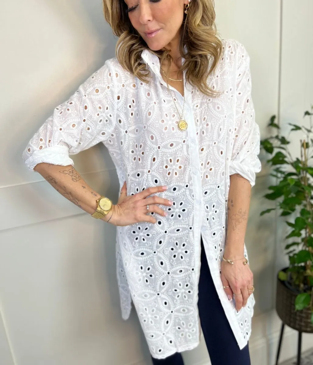 Ivory Broderie Anglaise Shirt