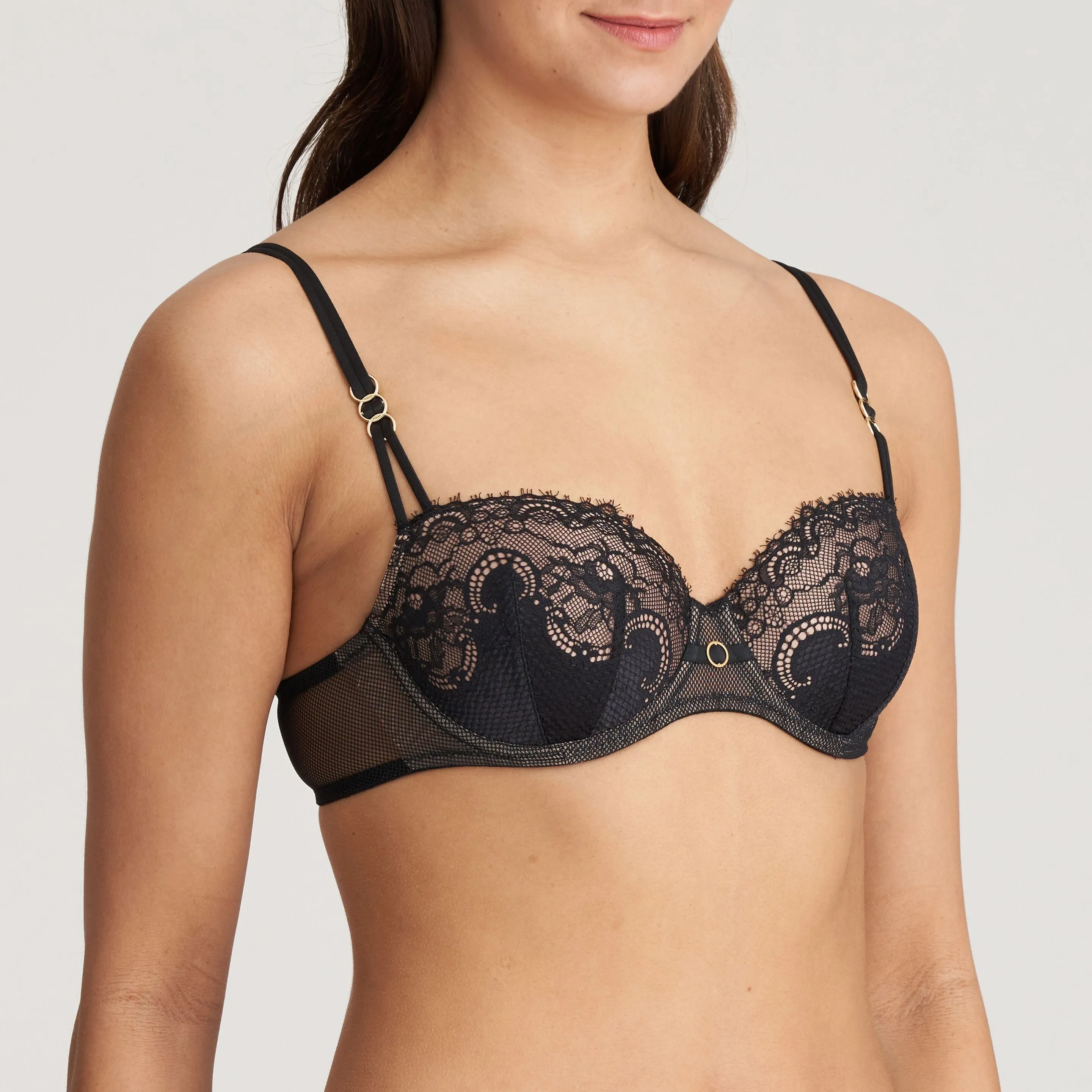 Junoo Padded Balcony Bra Black