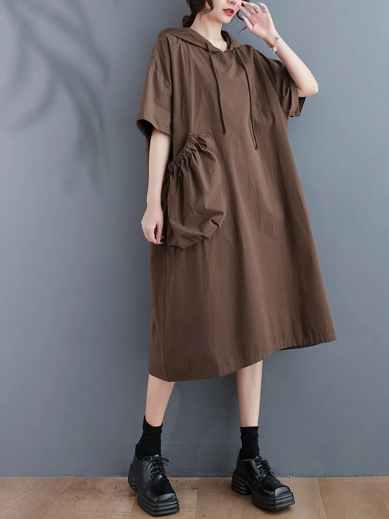 Just My Type Cotton Midi Length Hoodie Dress