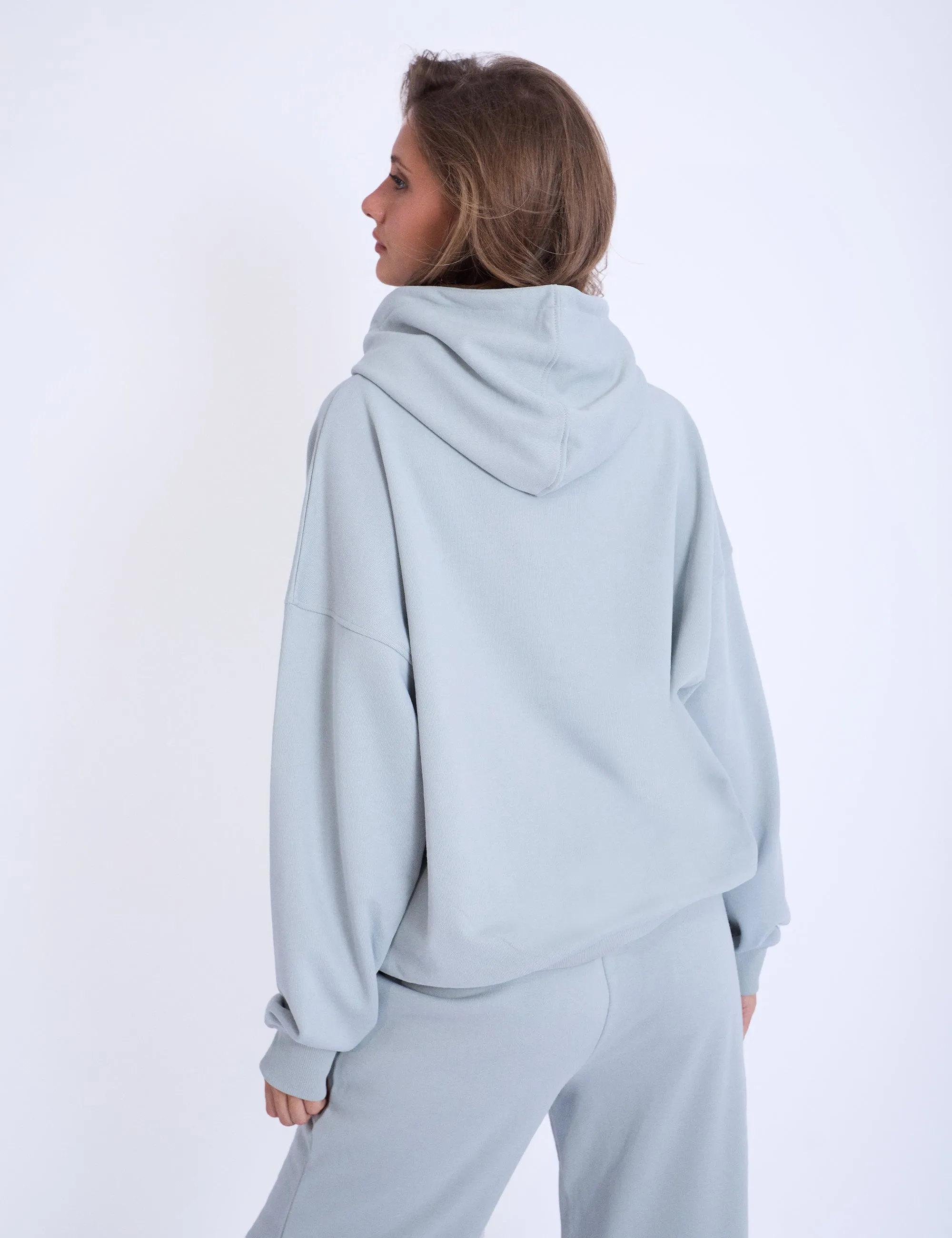 Kaiia Design Embroidered Bubble Logo Oversized Hoodie Foam Blue