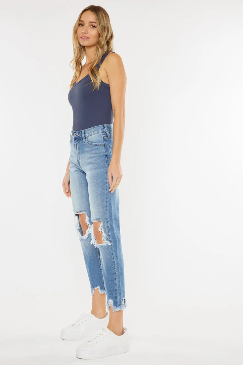 Karen - High Waist Chewed Up Straight Mom Jeans - Exclusively Online