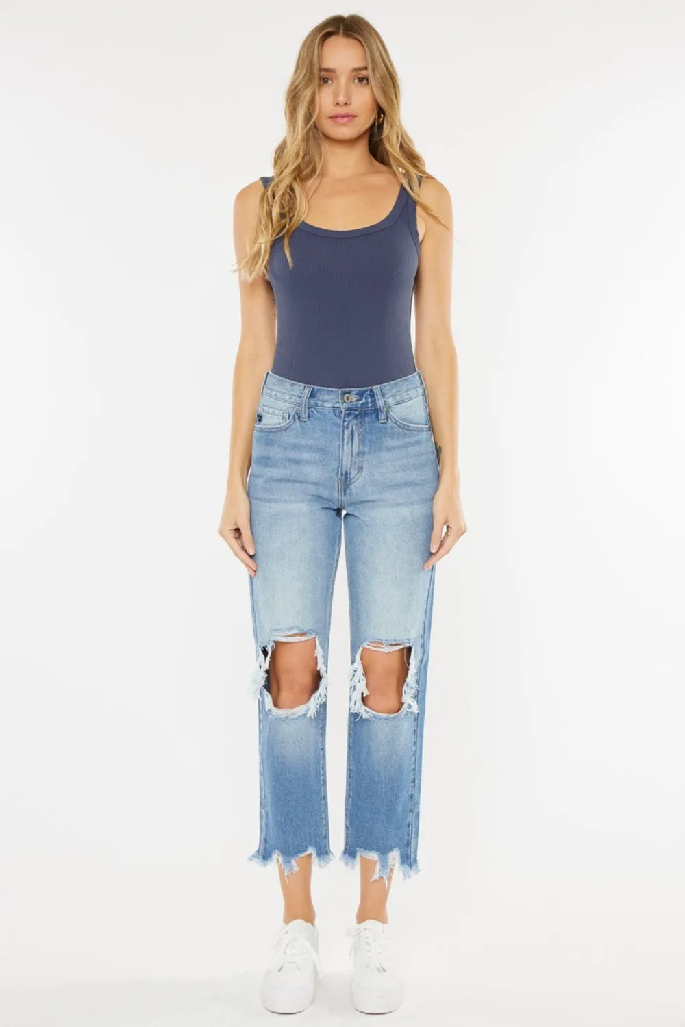 Karen - High Waist Chewed Up Straight Mom Jeans - Exclusively Online