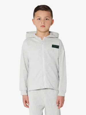 KENZO Kids Organic Cotton Flower Zip Up Hoodie in Grey