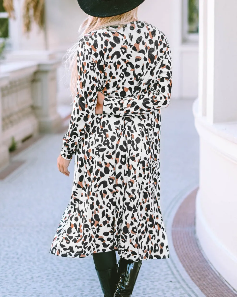 Leopard Pocketed Duster Cardigan