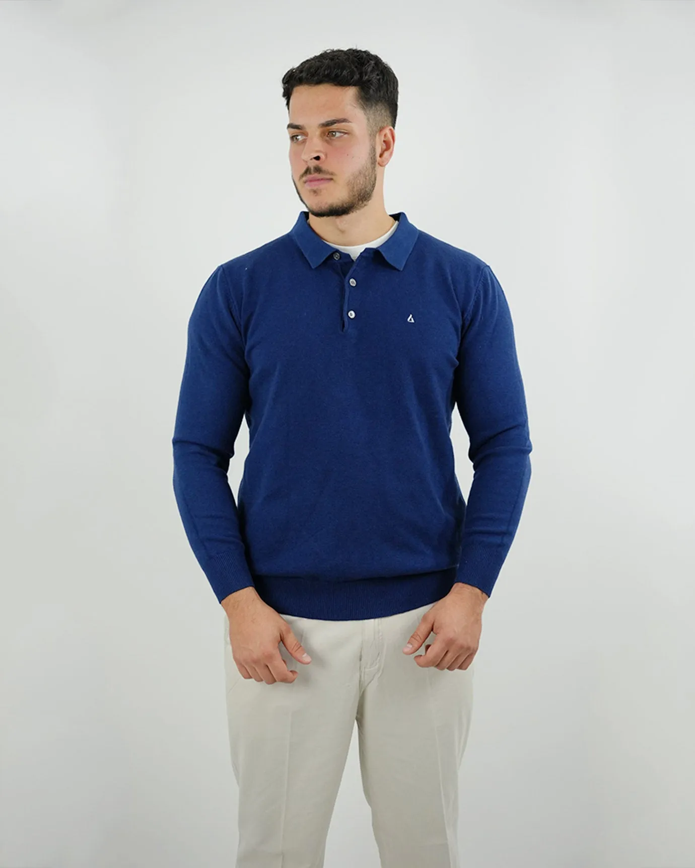 LOVAU COTTON WOOL OLD MONEY POLO - NAVY BLUE