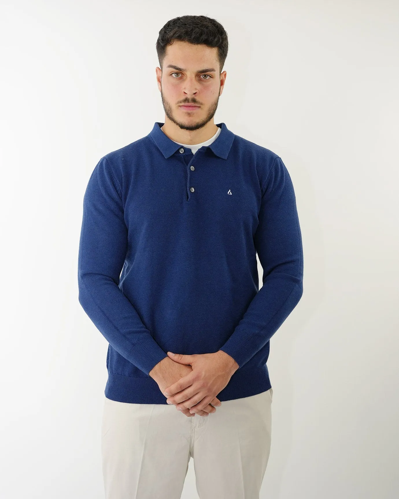 LOVAU COTTON WOOL OLD MONEY POLO - NAVY BLUE