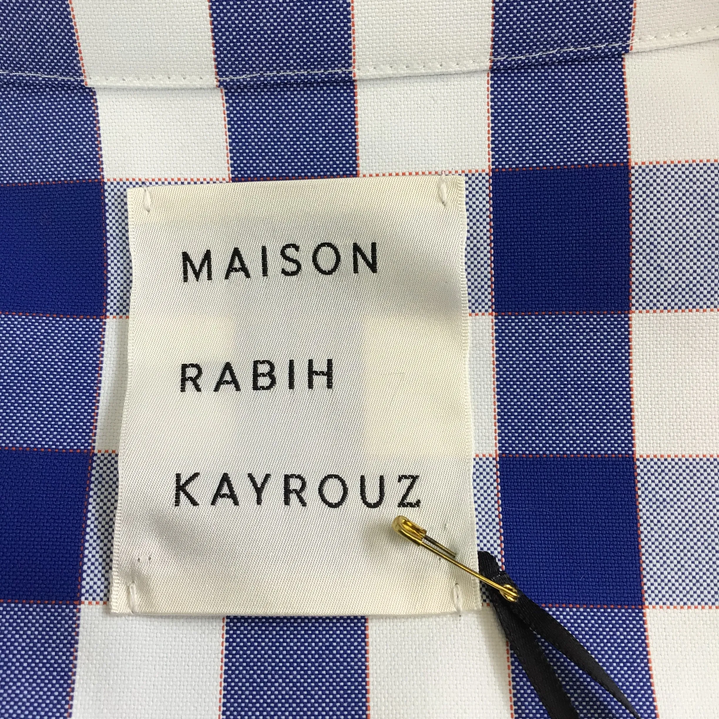 Maison Rabih Kayrouz Blue / White Belted Checkered Jacket