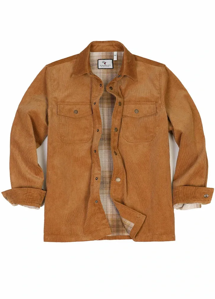 Men's Corduroy Flannel Lined Shirt Jacket,Utility Shacket