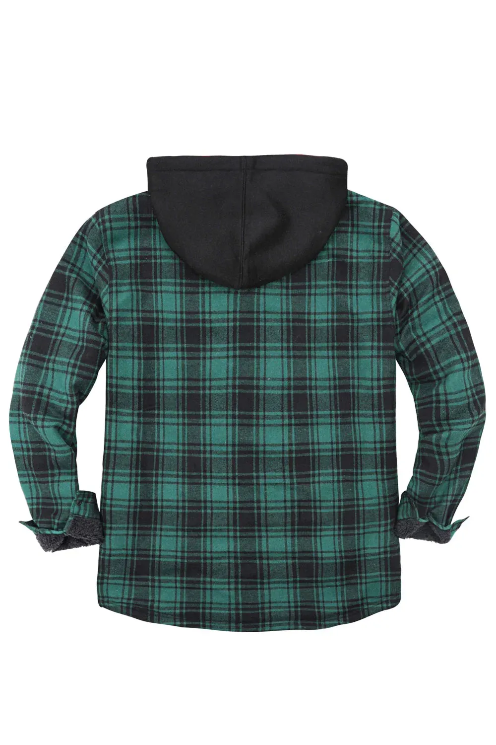 Men's Matching Family Green Plaid Zip Up Hooded Jacket