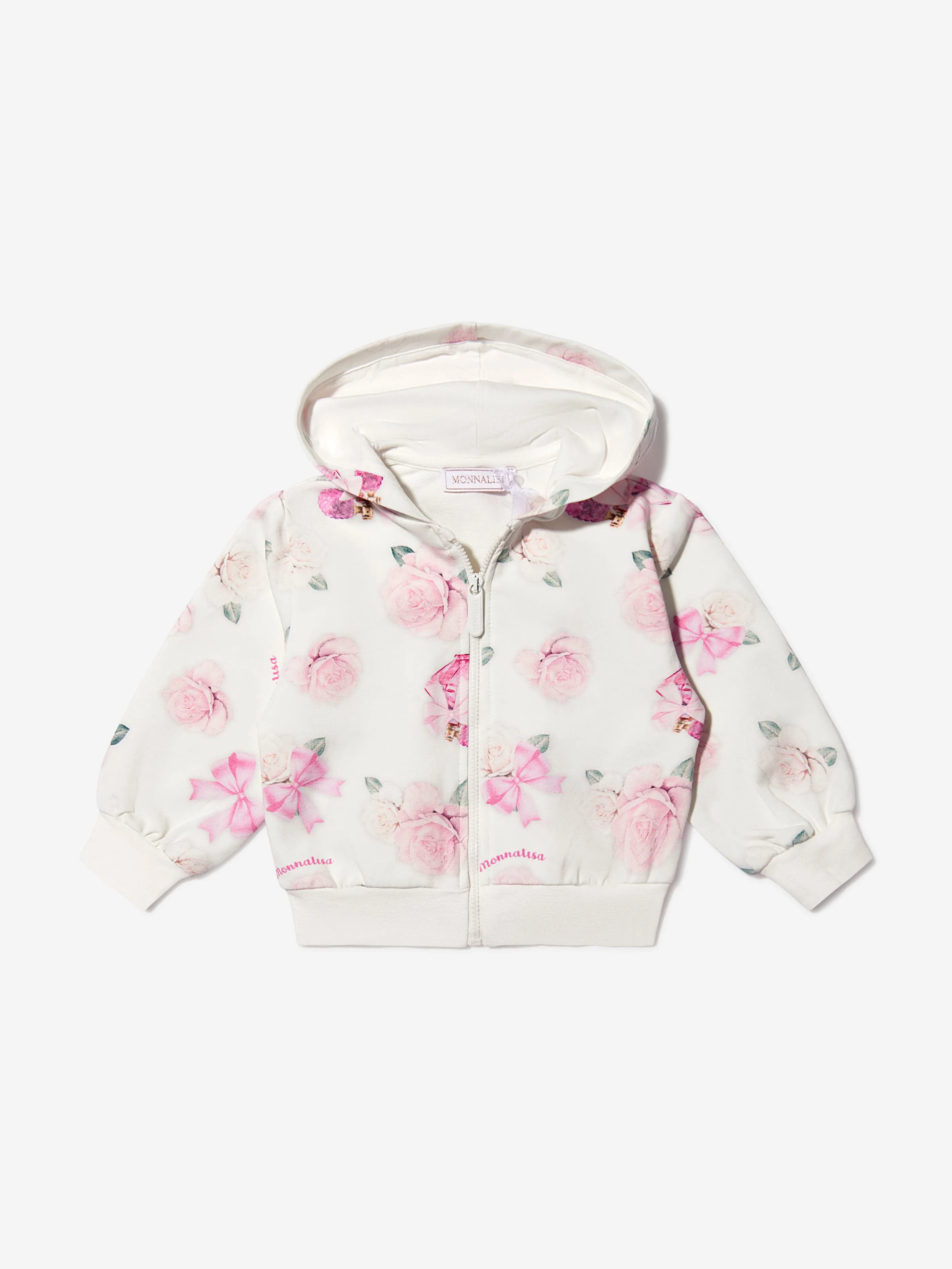 Monnalisa Baby Girls Rose Print Zip Up Top