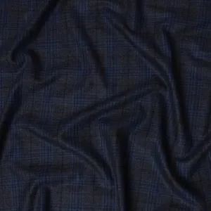 Navy and Black Plaid Italian Blended Wool Jacketing Fabric – 3.5 Meters, 150 cm Width, Made in Italy-D20542