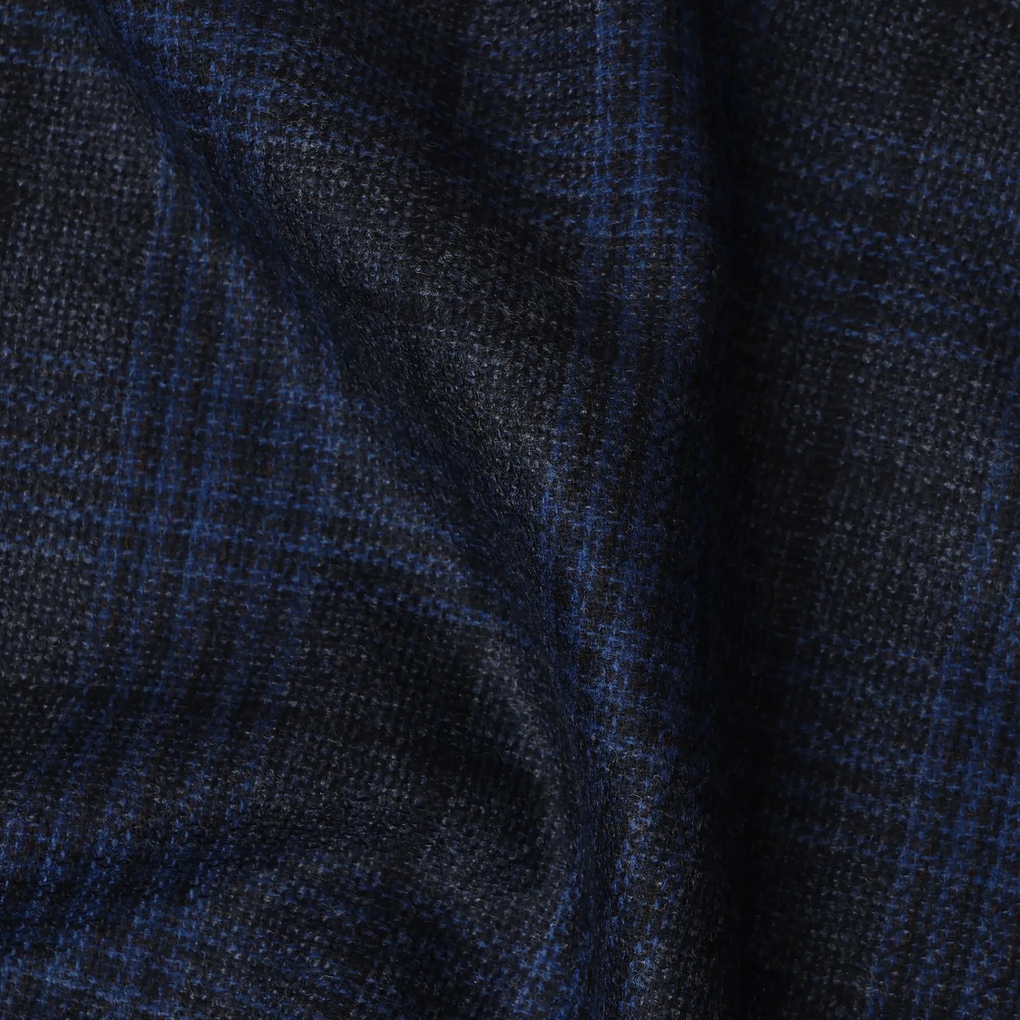 Navy and Black Plaid Italian Blended Wool Jacketing Fabric – 3.5 Meters, 150 cm Width, Made in Italy-D20542