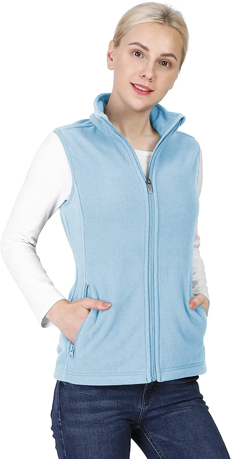 Outdoor Ventures Women's Polar Fleece Zip Vest Outerwear with Pockets,Warm Sleeveless Coat Vest for Fall & Winter